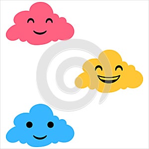 Cloud with face. Clouds collection. clouds. smiling face of clouds