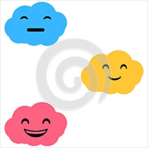 Cloud with face. Clouds collection. clouds. smiling face of clouds