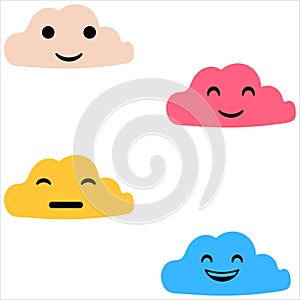 Cloud with face. Clouds collection. clouds. smiling face of clouds