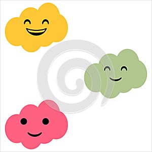 Cloud with face. Clouds collection. clouds. smiling face of clouds