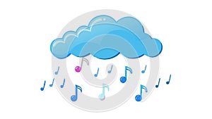 Cloud with Falling Musical Notes, vector design Generative AI