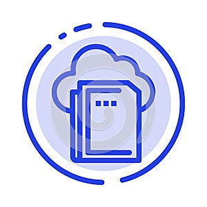 Cloud, File, Data, Computing Blue Dotted Line Line Icon