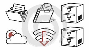 Cloud file icons vector, data storage, digital documents, cloud computing design Generative AI