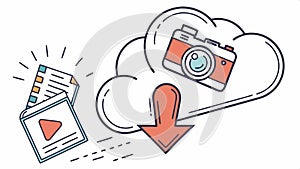 Cloud with files, data storage and digital documents vector design Generative AI