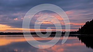 Cloud Filled Sunset Over Canadian Lake