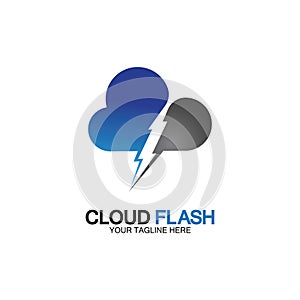 Cloud flash vector logo icon design template-vector