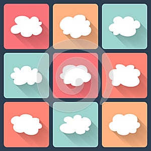 Cloud flat icon set