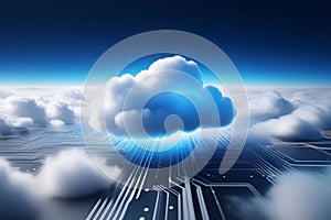 Cloud Floating Over a Computer Circuit Board