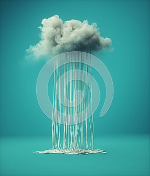 Cloud with flowing wires. Hidden connections and relationships concept