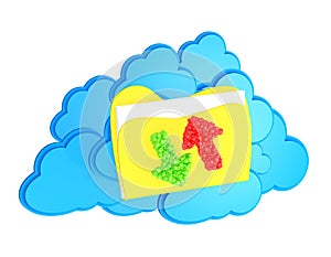Cloud with folder and arrows