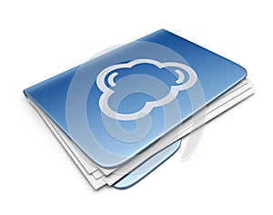 Cloud folder. File storage concept. 3D Icon