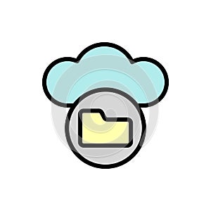 Cloud, folder icon. Simple color with outline vector elements of internet storage icons for ui and ux, website or mobile