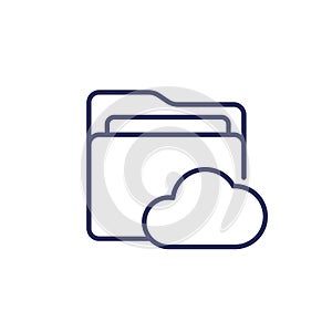 cloud folder line icon on white