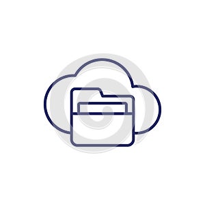 cloud folder line icon on white, vector