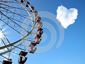 Cloud in the form of hearts and a Ferris wheel