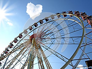 Cloud in the form of hearts and a Ferris wheel