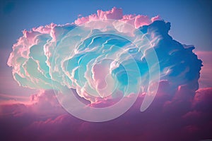 a cloud formation in the sky with a blue and pink hued sky behind it and a pink and blue sky behind it