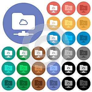 Cloud FTP round flat multi colored icons