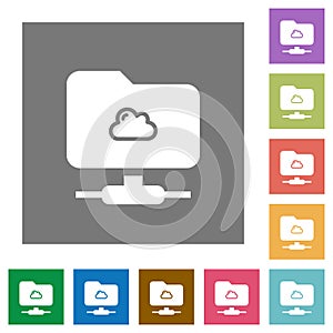 Cloud FTP square flat icons