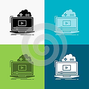 Cloud, game, online, streaming, video Icon Over Various Background. glyph style design, designed for web and app. Eps 10 vector