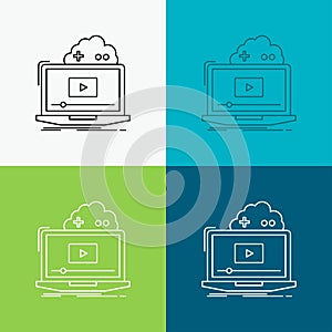 Cloud, game, online, streaming, video Icon Over Various Background. Line style design, designed for web and app. Eps 10 vector