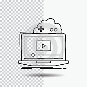 Cloud, game, online, streaming, video Line Icon on Transparent Background. Black Icon Vector Illustration