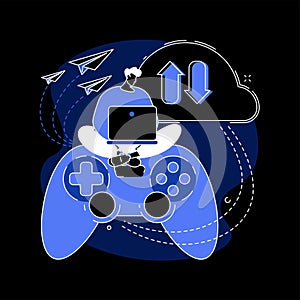Cloud gaming abstract concept vector illustration.