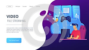 Cloud gaming concept vector illustration.