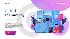 Cloud gaming concept vector illustration.