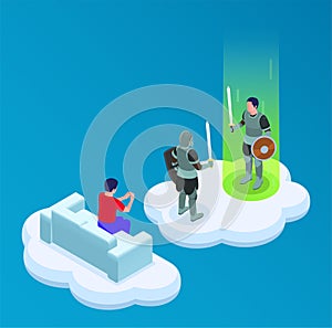 Cloud Gaming Isometric Concept