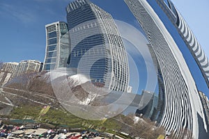 Chicago Bean Millennium Park reflection of Skyline