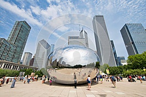 The Cloud Gate Statue in Millennium Park in Downtown Chicago, Il