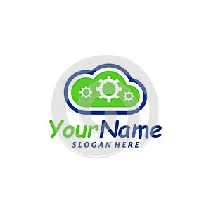 Cloud Gear Logo Design Template. Cloud logo concept vector. Creative Icon Symbol