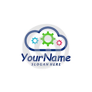 Cloud Gear Logo Design Template. Cloud logo concept vector. Creative Icon Symbol