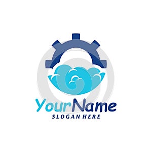 Cloud Gear Logo Design Template. Cloud logo concept vector. Creative Icon Symbol