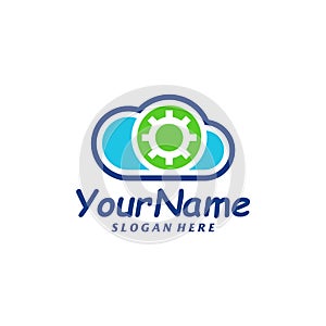 Cloud Gear Logo Design Template. Cloud logo concept vector. Creative Icon Symbol