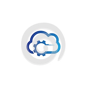 Cloud gear logo vector icon