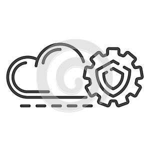 Cloud gear secured icon, outline style