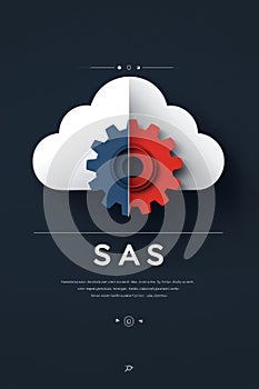 Cloud and Gear Technology Conceptual Logo on Dark Background