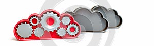 Cloud and gears concept 3d rendering