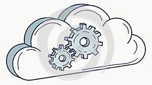 A cloud with gears inside, cloud computing process, vector design Generative AI