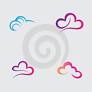 Cloud gradient logo. Cloud and arrow concept. Branding for start up, agency, apps, software, database, hosting, computing, server