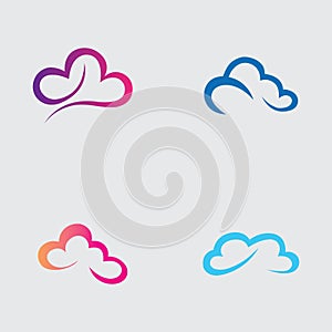 Cloud gradient logo. Cloud and arrow concept. Branding for start up, agency, apps, software, database, hosting, computing, server