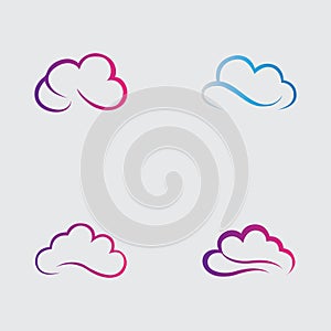 Cloud gradient logo. Cloud and arrow concept. Branding for start up, agency, apps, software, database, hosting, computing, server