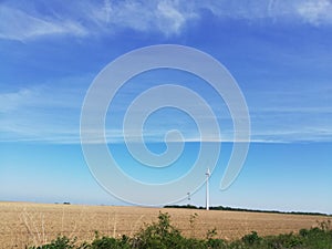 cloud grass sky field agriculture summer Germany Northrhine-Westphalia Windmill sustainable energy