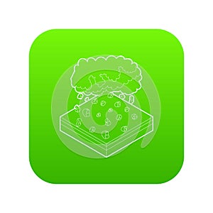 Cloud and hail icon green vector