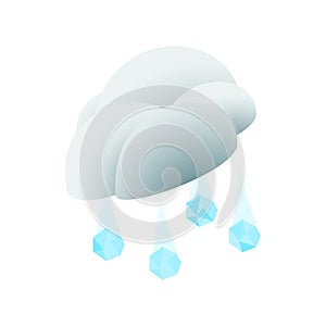 Cloud with hail icon, isometric 3d style