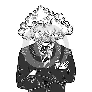 Cloud head businessman sketch engraving vector