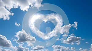 Cloud heart against the background of the sky. Heart as a symbol of affection and