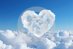 Cloud - heart on blue sky, valentine's day. Generative AI